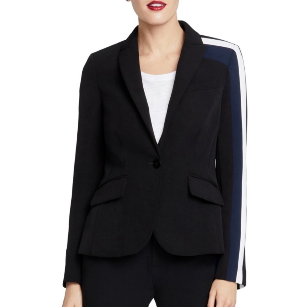 RACHEL ROY SIDE STRIPE NWOT BLACK DETAILED BLAZER SIZE 14